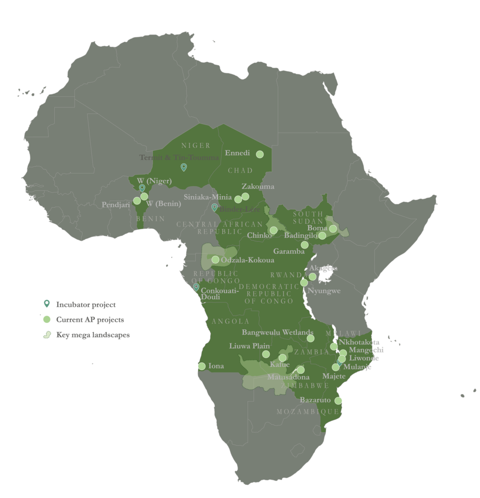 A map of African Parks' locations, as part of its 161 strategy. Image credit: African Parks.