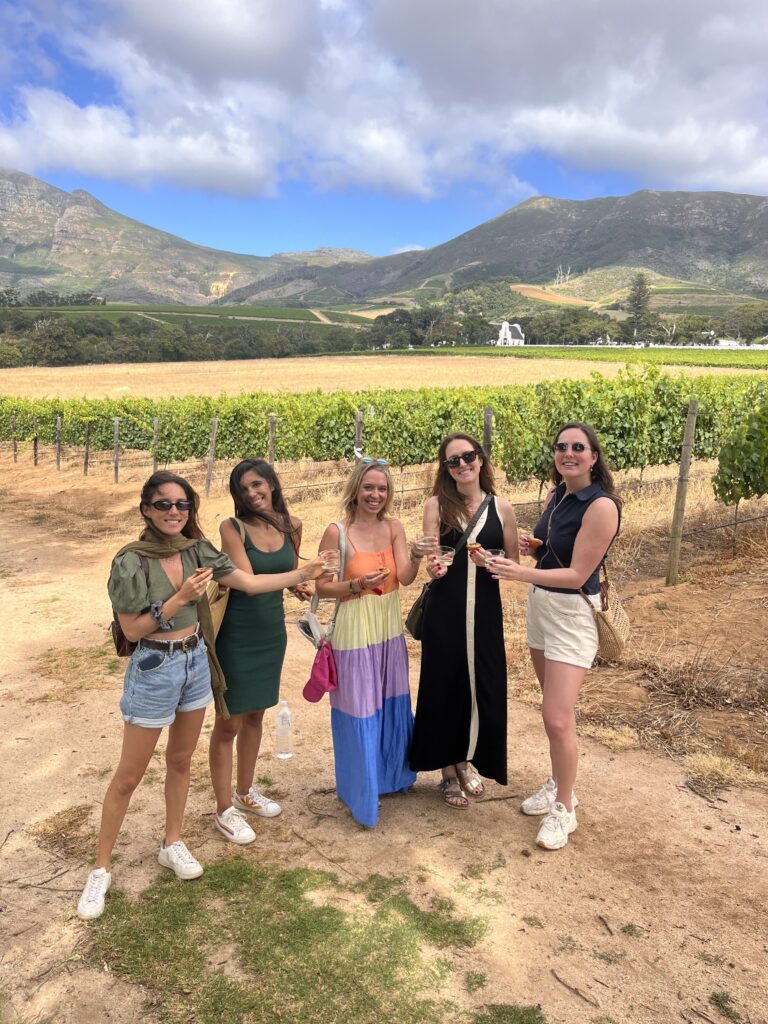 Travellers enjoying a Constantia wine walk